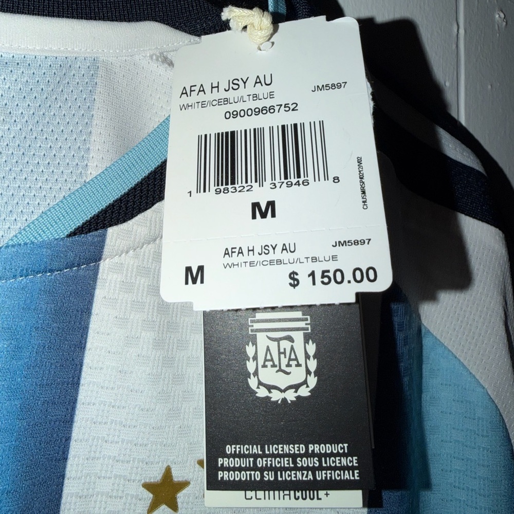 adidas Argentina Light Blue and White Men's futbol Jersey - Picture 8 of 11
